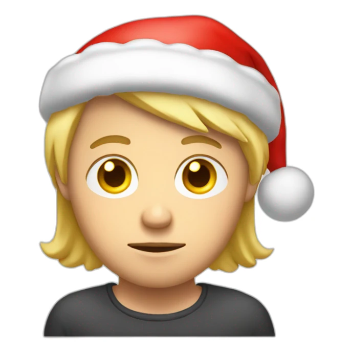  blond man with round face and sad eyes in santas hat sticker