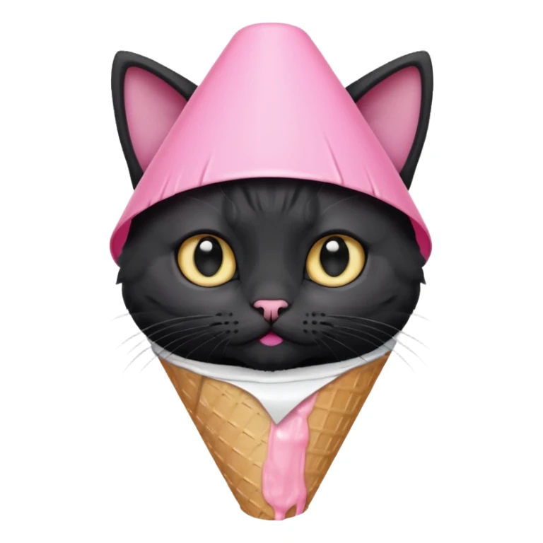 A mostly black kitten with a white chest and a plastic cone on around his head after surgery sticker