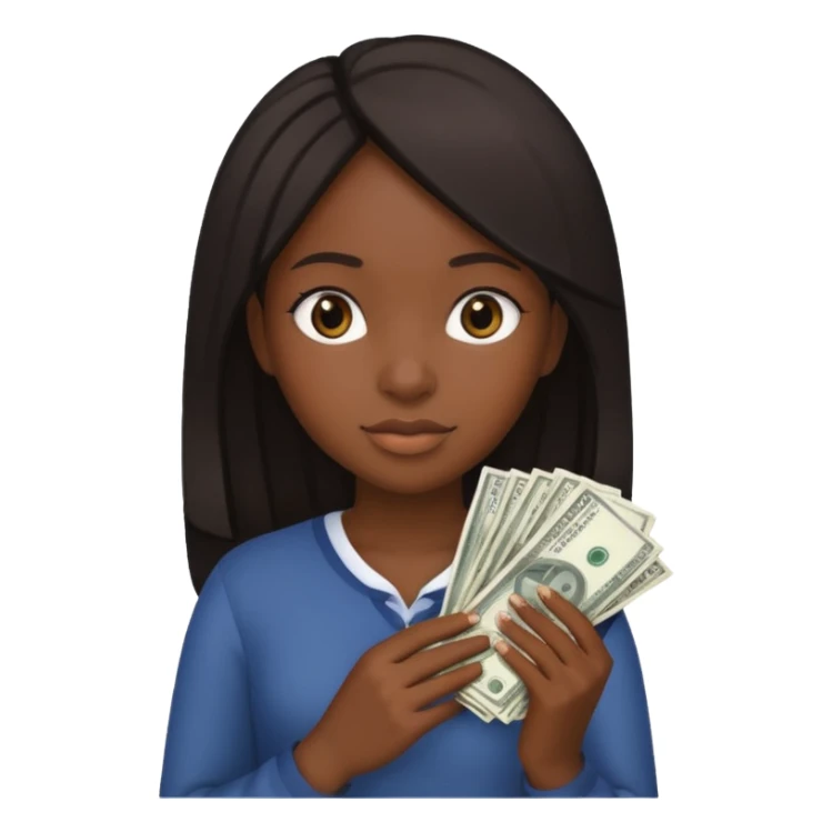 Baddie Black girl holding a stack of money sticker