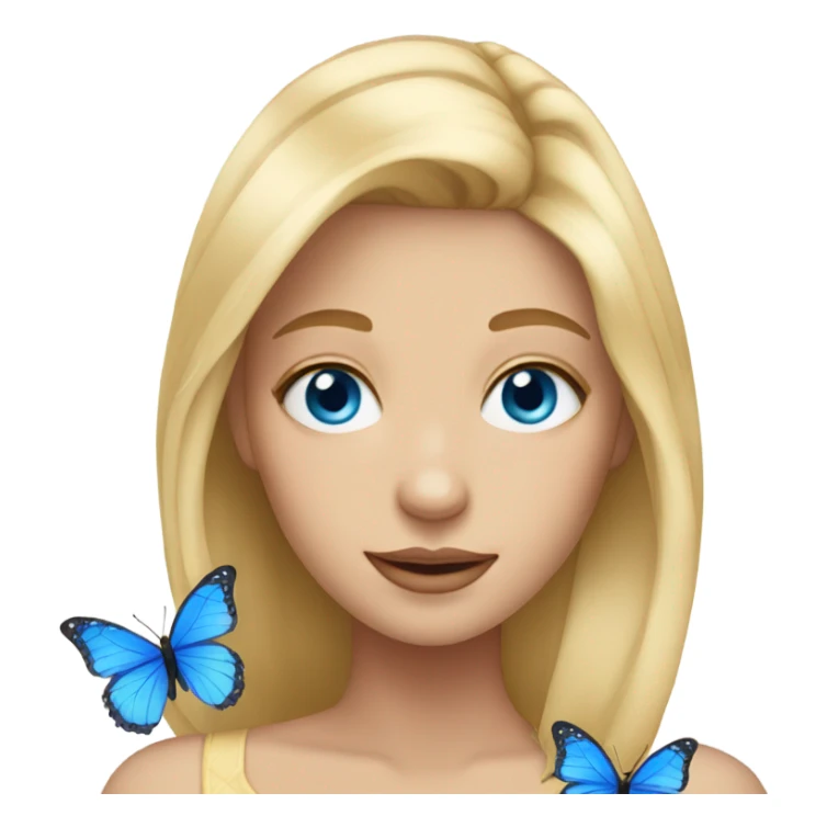 Face with blonde hair blue eyes and butterflies  sticker