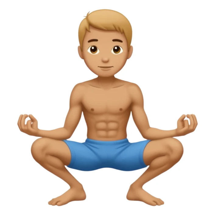 a skinny man doing a squat while holding his ankles and saying thank you sticker