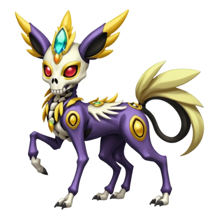 Colorful Skeletal skull-faced masked Futuristic Meloetta-Manectric-Solgaleo-Raikou-Pokémon-Digimon-Fakémon-fusion-hybrid-creature, full body sticker