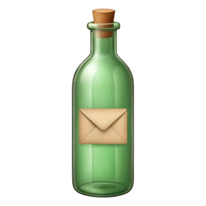 Message letter paper insside green Bottle sticker