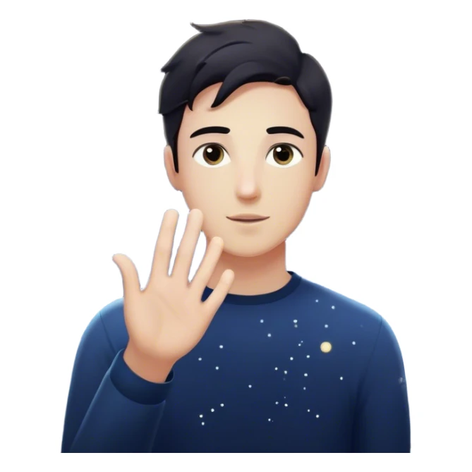 A young man in a vast, dark starry universe, surrounded by floating particles of light space. Each particle represents his personal universe. He reaches out, touching one, knowing that everything he does stays in this space forever. universe around him sticker