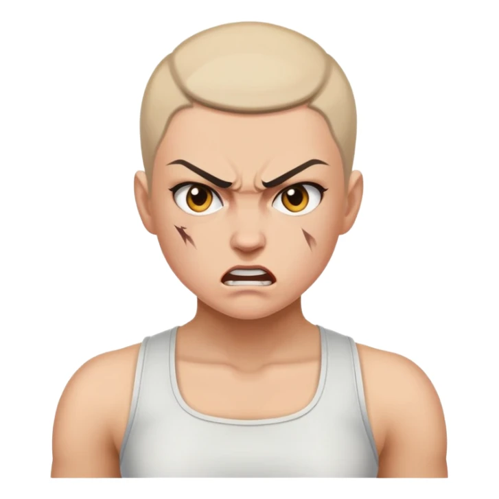 angry feminist fighter with half shaved hair sticker