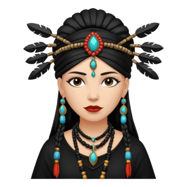 white shaman woman black clothes black accesories  sticker
