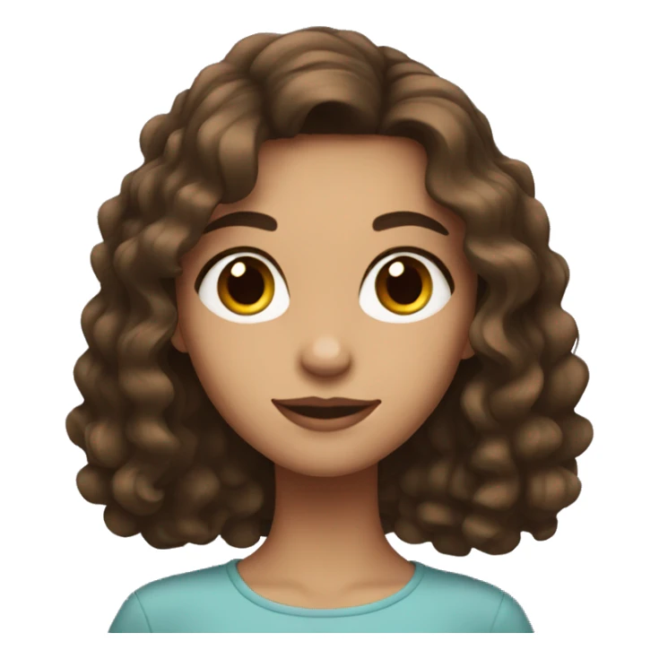 A brunette girl with wavy hair and brown eyes sticker