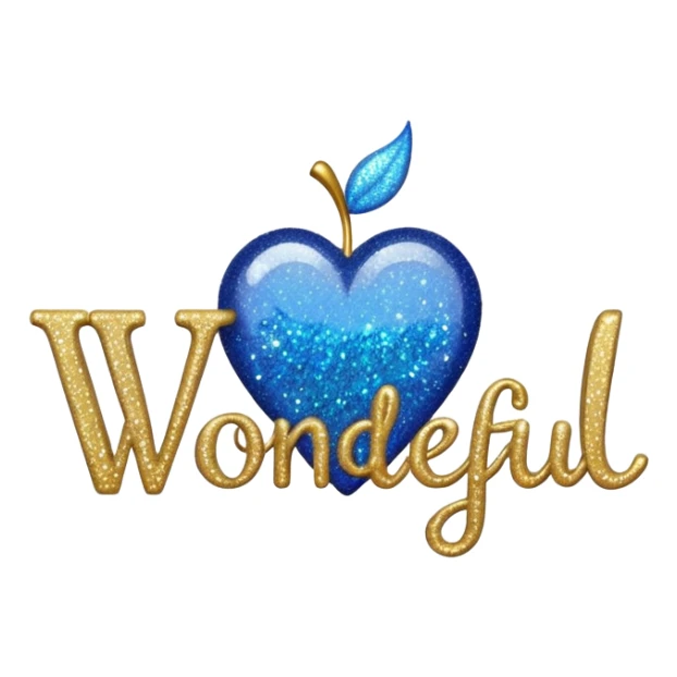 The word wonderful with glitter sticker