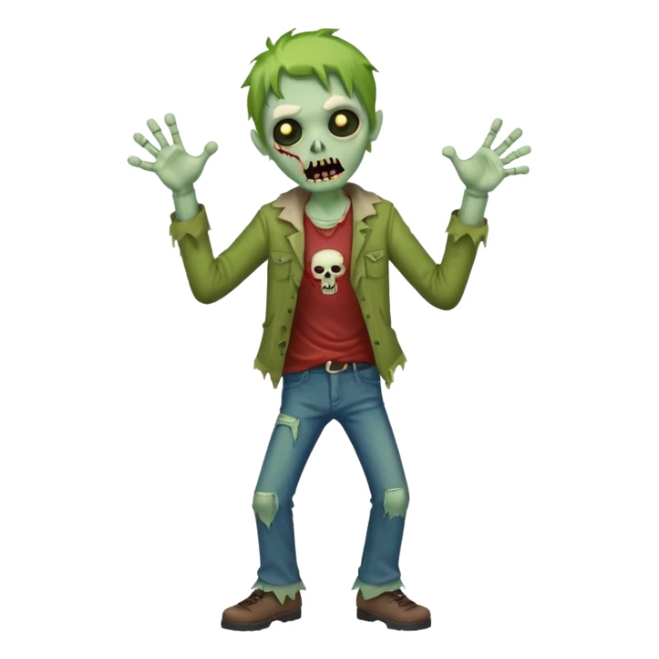 A cute, cheerful, full-length zombie is standing and dancing sticker