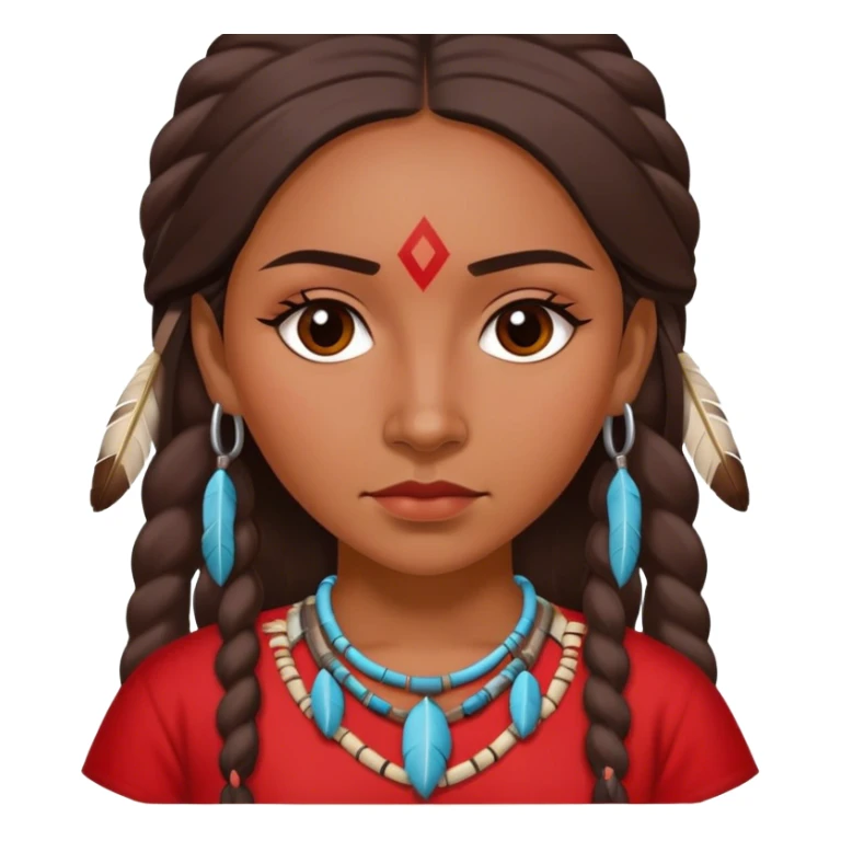 realistic Native American woman in a red OKLAHOMA shirt sticker