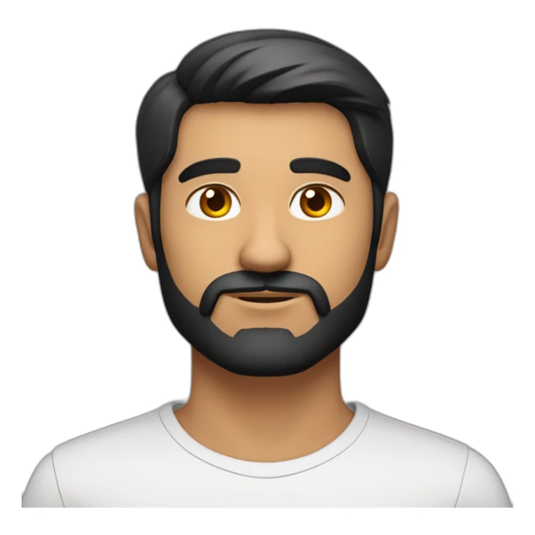 Indian white tan skin man developer in plain white shirt with sleeve up and nice medium length short black hair and beard close up profile image sticker