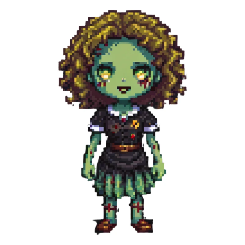 zombie girl with curly hair sticker