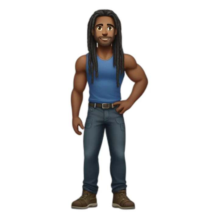 Muscular black delivery man with locs sticker