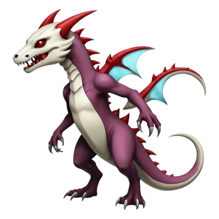 Shiny White Evil Glowing Eldritch Marowak-Salandit-Duskull-Darkdramon-fusion with bloody red markings sticker