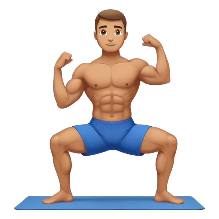buff man with blue short Crescent Lunge yoga sticker