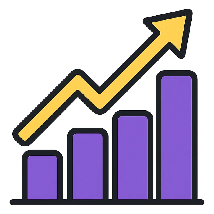 growth graph in purple sticker