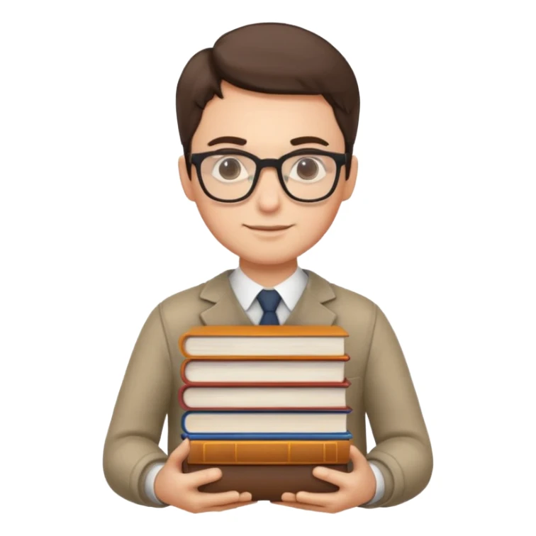 content expert person with glasses and a stack of books sticker