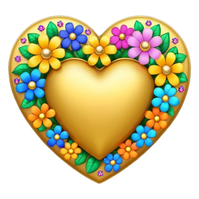 a golden heart studded with flowers sticker