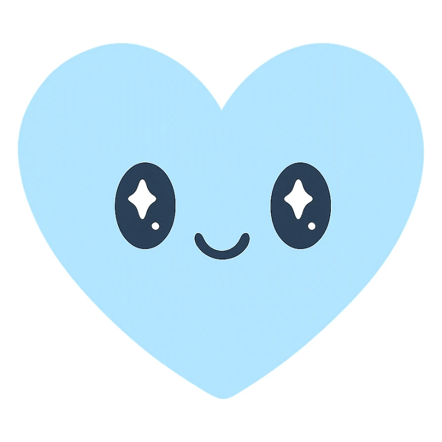 pastel blue heart, soft and gentle, minimal, no text sticker