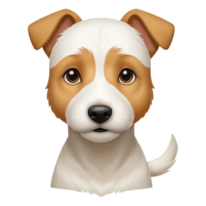 a full body facing front on of a buff white parson russell terrier looking dog the size of a kelpie with light brown long ears resting on its face and a light brown patch on one eye and a large snout. the rest of the dog is completely white.  sticker
