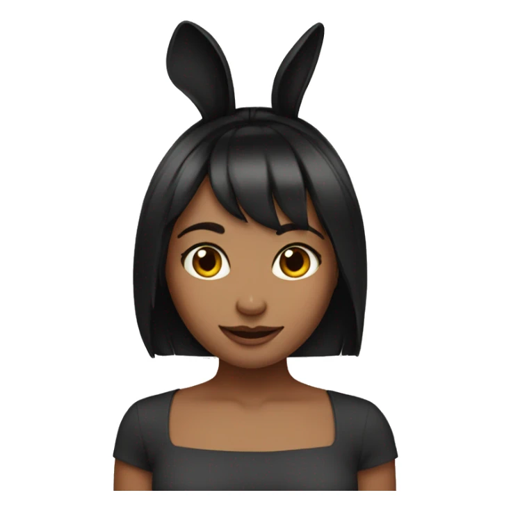 Bunny ears girl black hair sticker