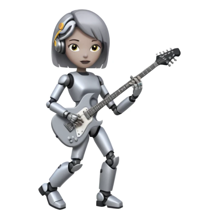 a cyper robot carry her note and electric guitar and try to change the world sticker