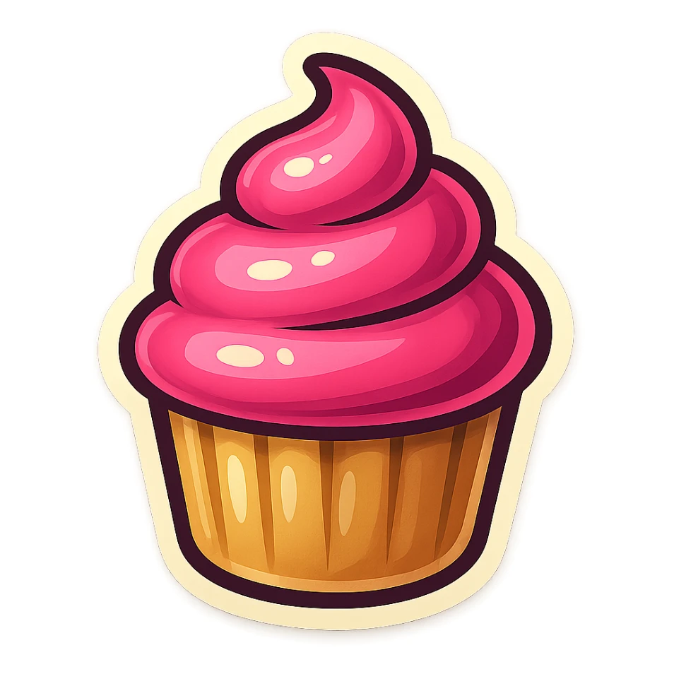 Cupcake with pink icing sticker