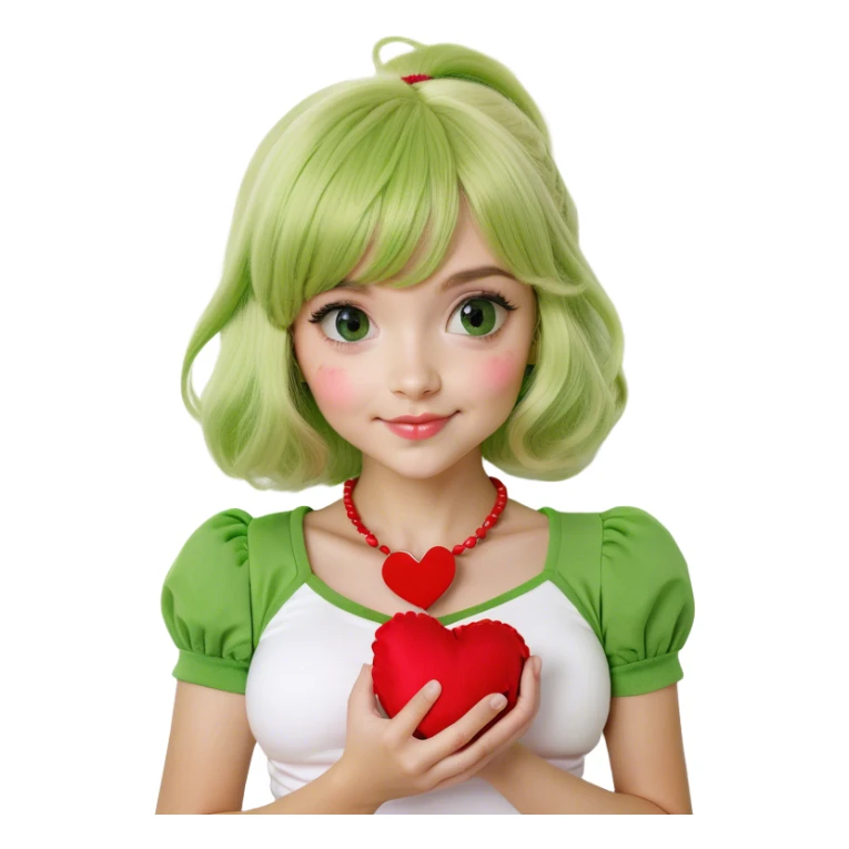 blonde girl with heart sticker