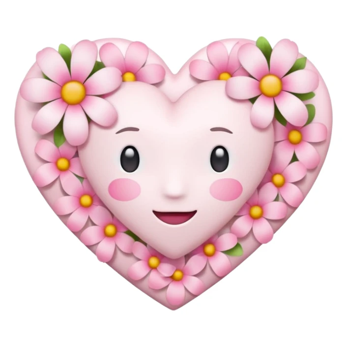 Emoji white heart with pink flowers sticker