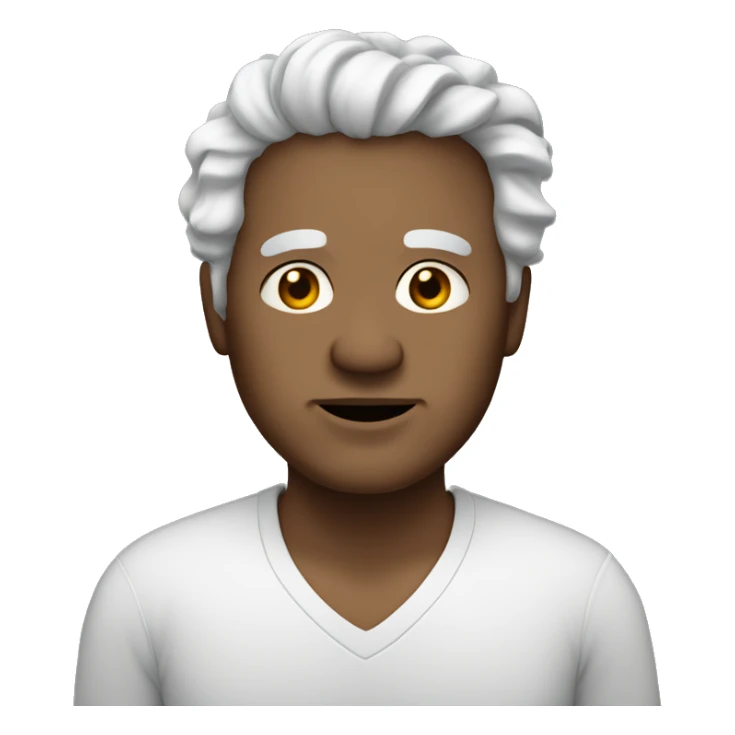Brownish skin, man,overweight, elderly, white wavy hair. sticker