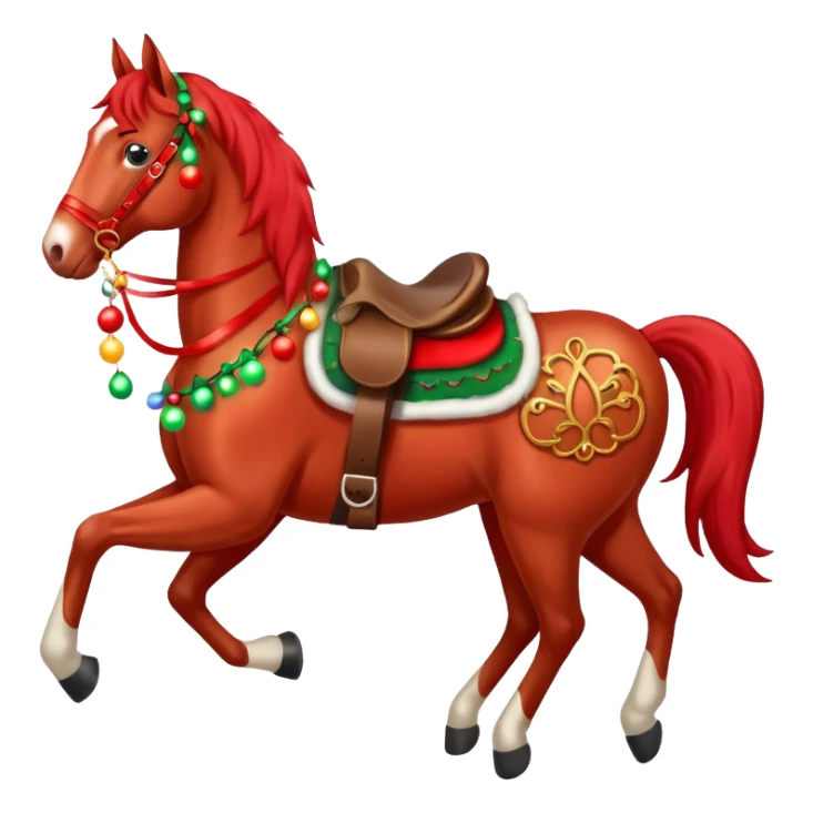 Christmas red horse with a full-length sticker