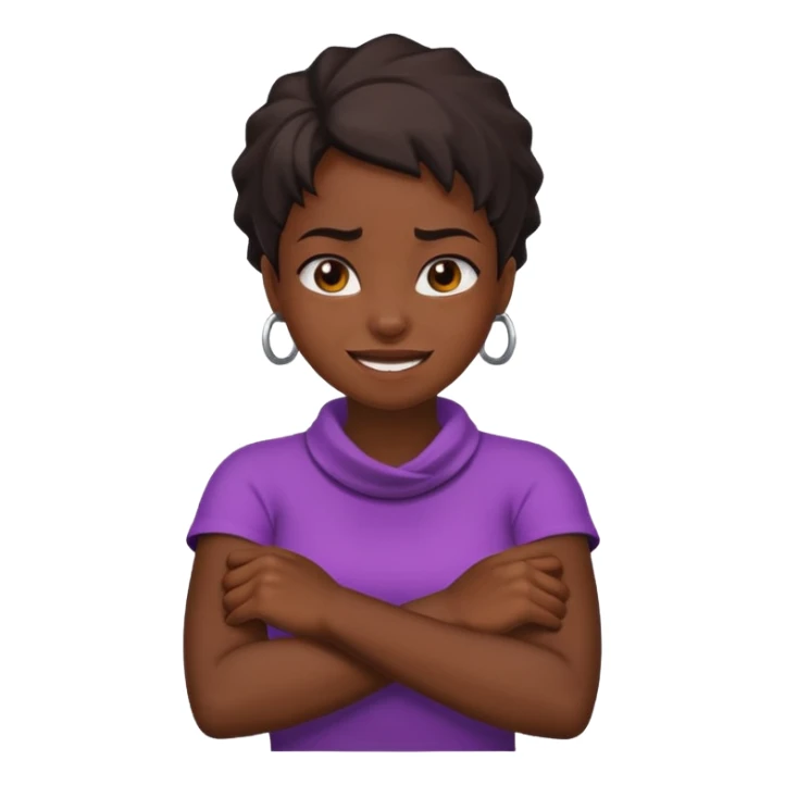 arms crossed around neck angry laughing darkskin girl sticker