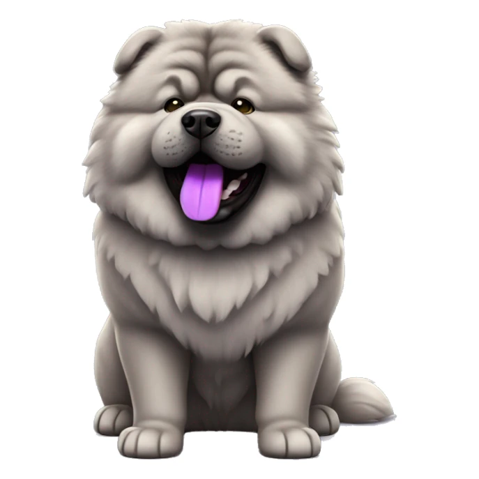 Full body gray Chow chow with purple tongue, photorealistic 4k sticker