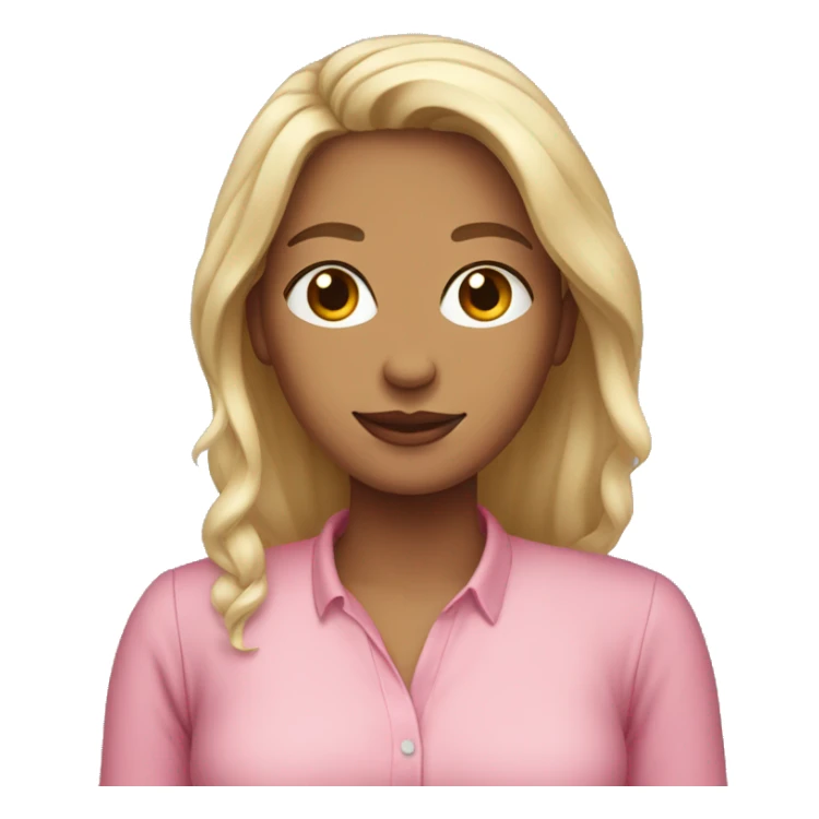 Mujer con cabello largo y camisa rosada sticker