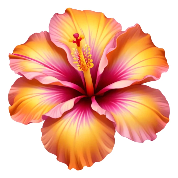 orange yellow and pink hibiscus flower aesthetic sticker
