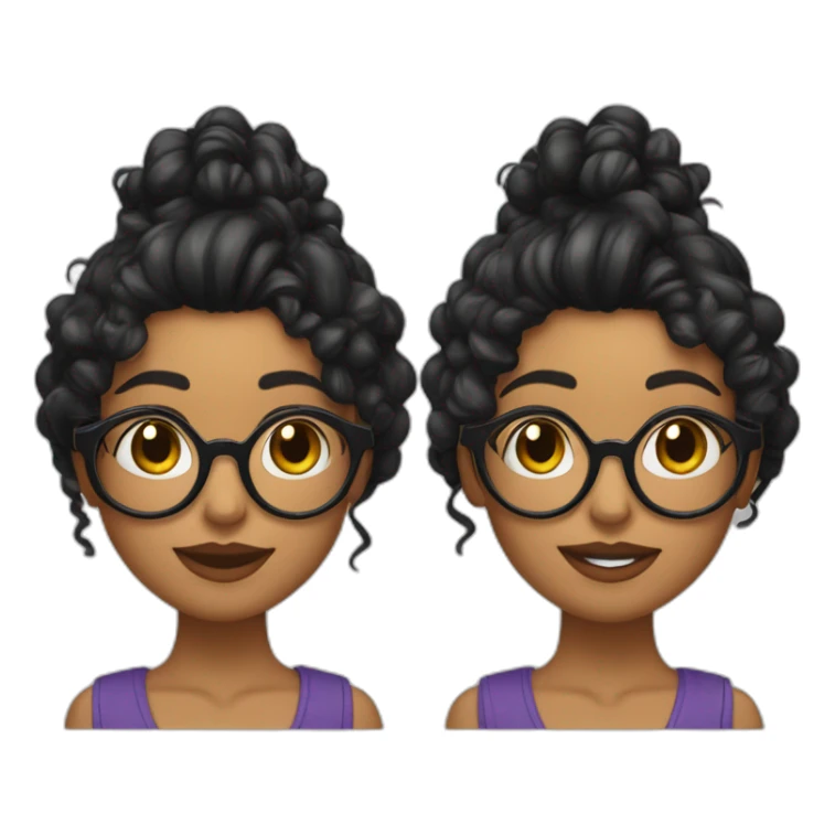 Chica con cabello rizado color negro, piel morena y que use lentes   sticker