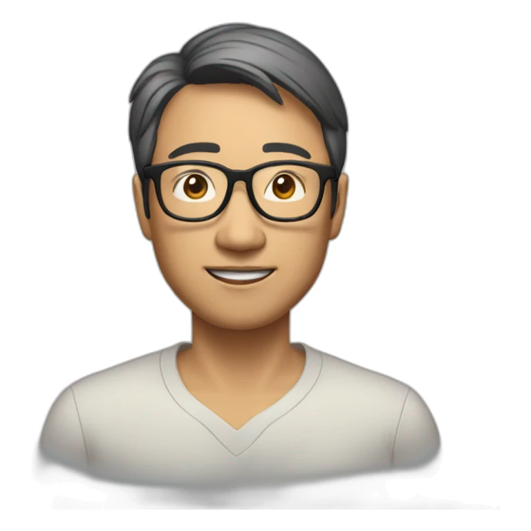 40 year old Asian male, glasses, short hair standing up sticker