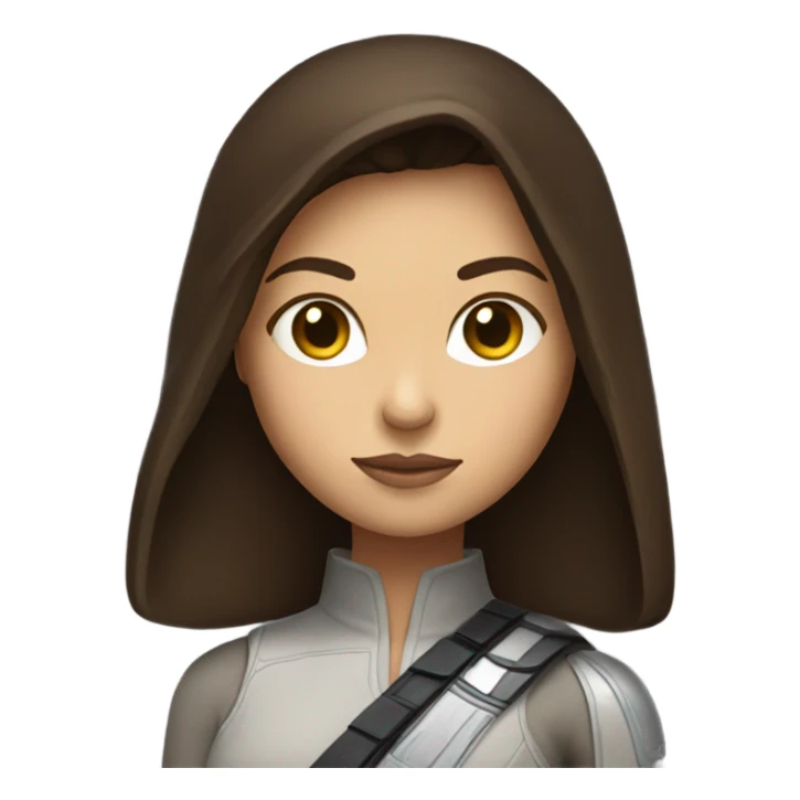 Brunette girl with a lightsaber star wars like sticker
