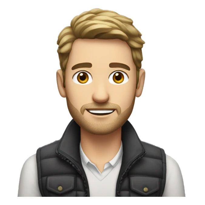 a white 30 year old man with stubble in a gilet sticker