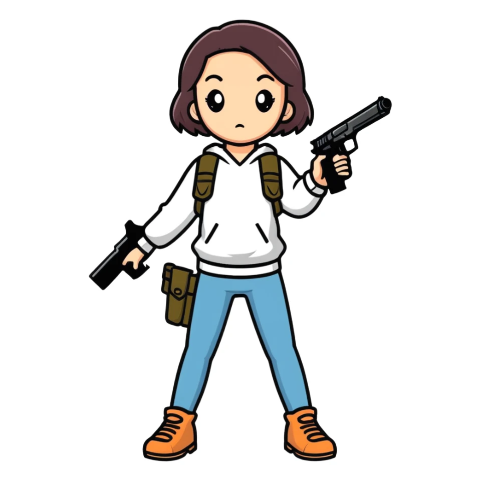 girl with a gun sticker