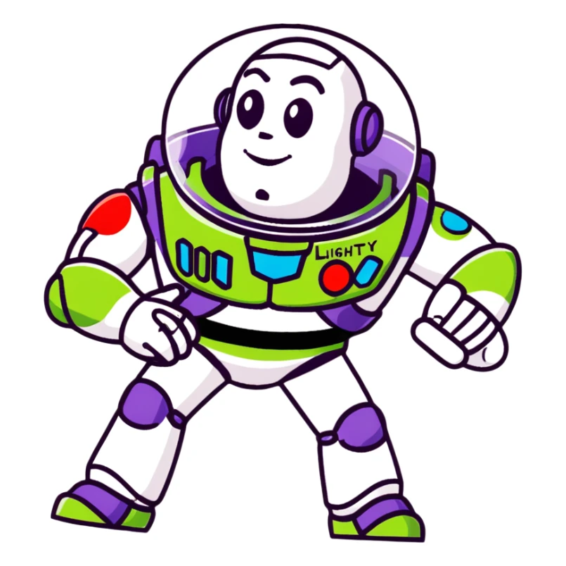 Buzz Lightyear character with a red stop sign above him sticker