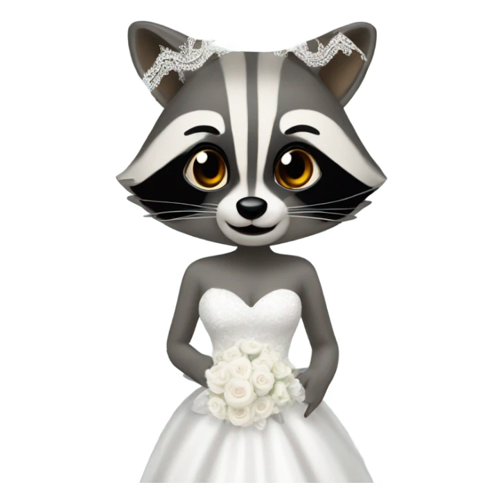 Raccoon wearing wedding dress  sticker