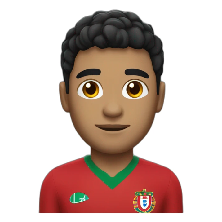 A man with black hair wearing a Portugal team uniform sticker
