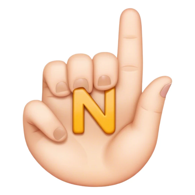 The letter N with finger emojis  sticker