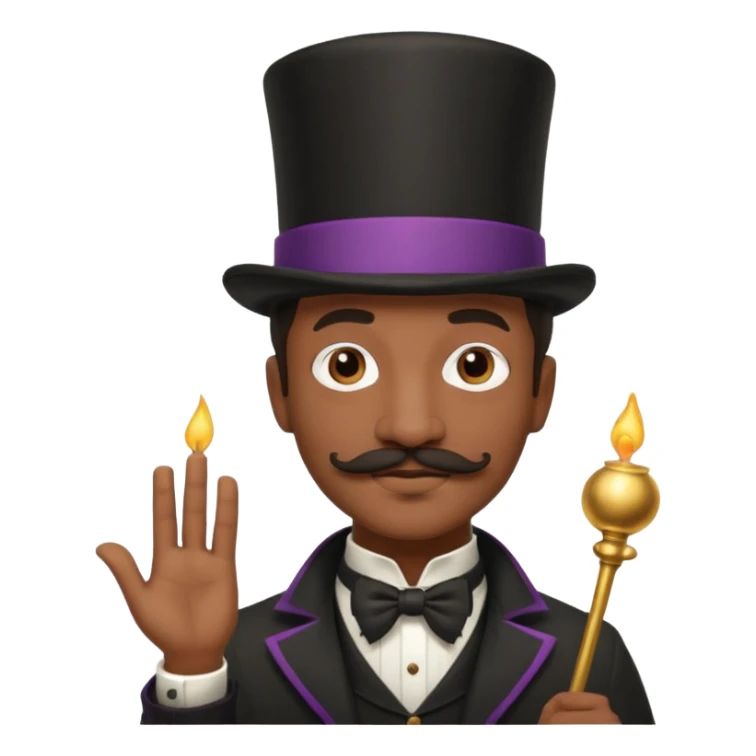 Black male magician, mustache, wearing classic top hat sticker