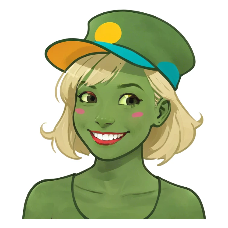 smiling girl with blonde hair sticker
