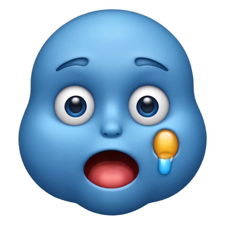 A blue emoji face with the expression of a nervous gulp sticker