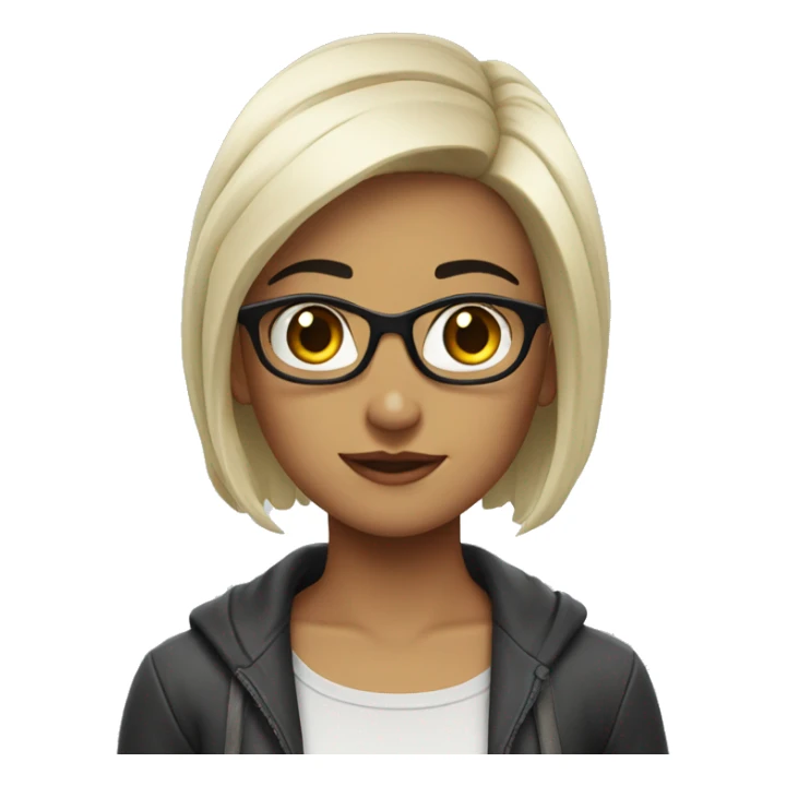 Pretty girl extremely extremely nerd short black hair sticker