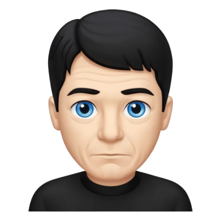 Shemp Howard from the Three Stooges with blue eyes, black hair, black outfit sticker