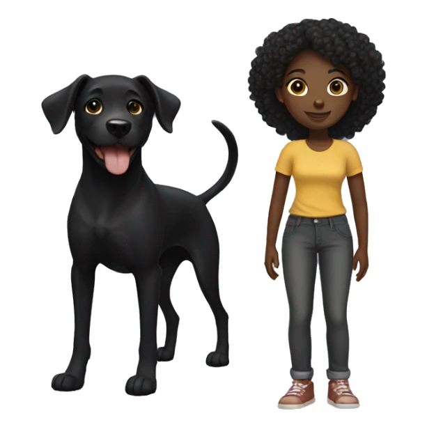 Black girl with black dog  sticker